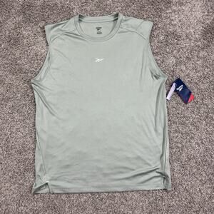 Reebok Warm-Up Solid Muscle Performance Tank Top Lightweight Iceberg Green Sz L